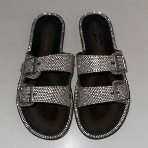 Rhinestone clear black rubber jelly sandals